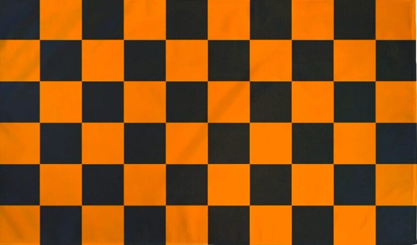 Black/Orange Checkered - Whip Flag